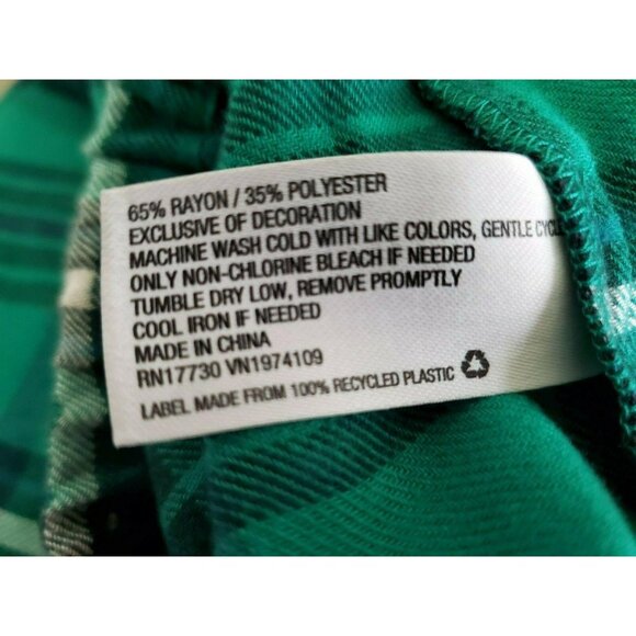 Colsie PJ Flannel Night Shirt Short Set Sz XS Long Sleeve Green Plaid NEW - Picture 8 of 8